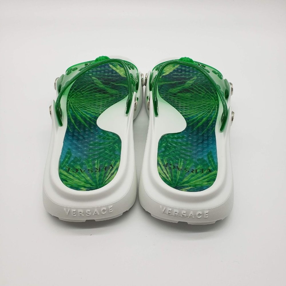 Versace Women's DST348F Clear Transparent Slides with Logo - Picture 4 of 10